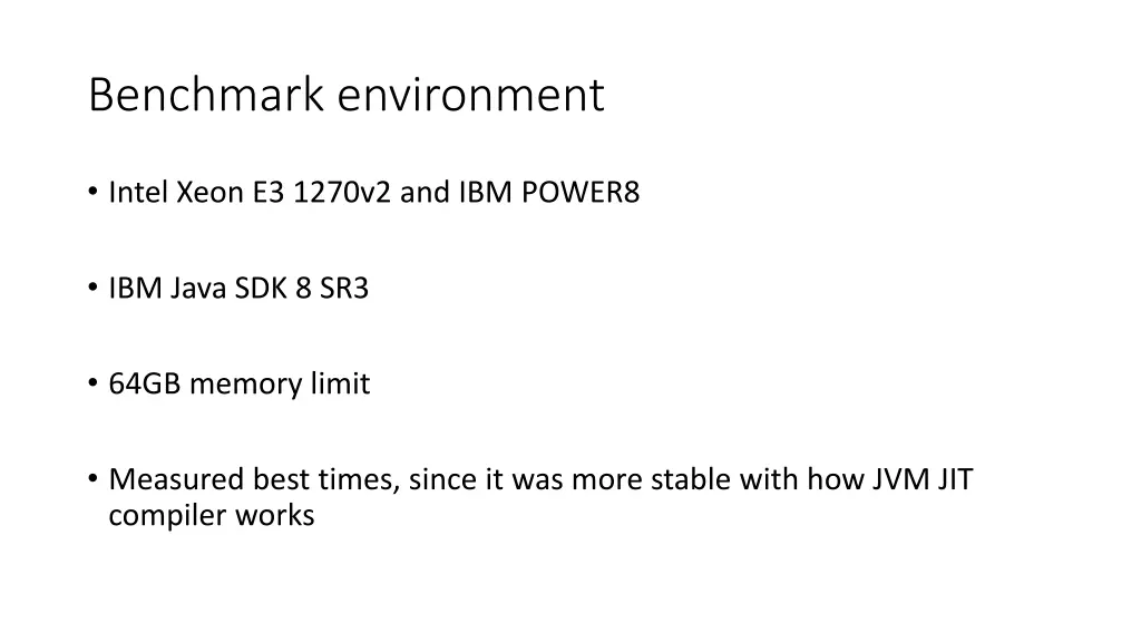 benchmark environment