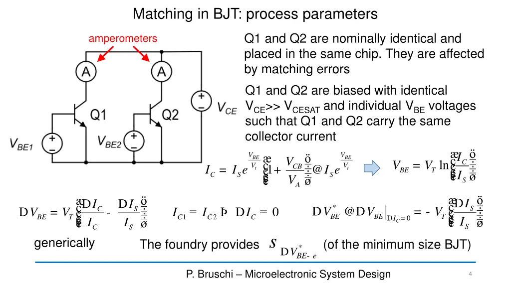 matching in bjt process parameters