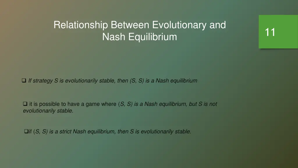 relationship between evolutionary and nash