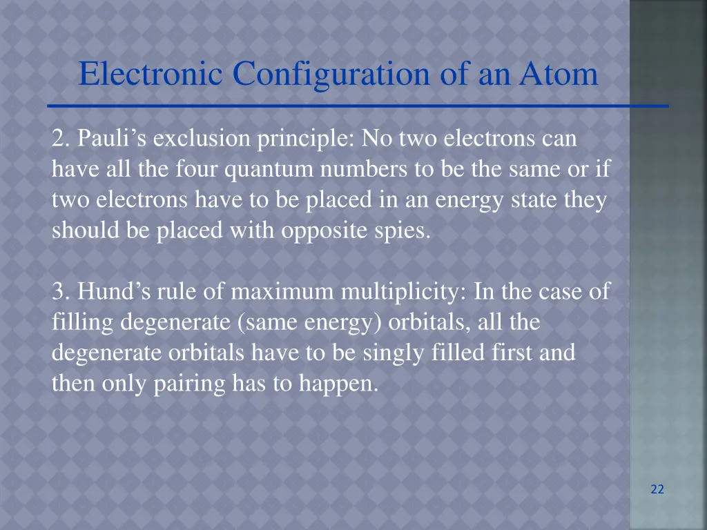 electronic configuration of an atom 1