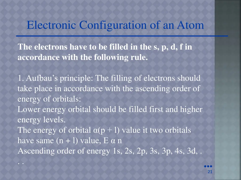 electronic configuration of an atom