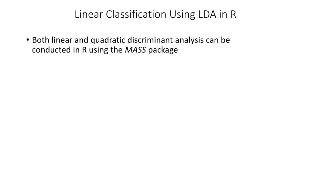 linear classification using lda in r