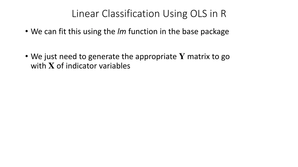 linear classification using ols in r