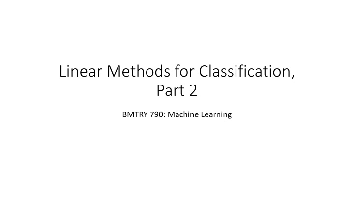 linear methods for classification part 2
