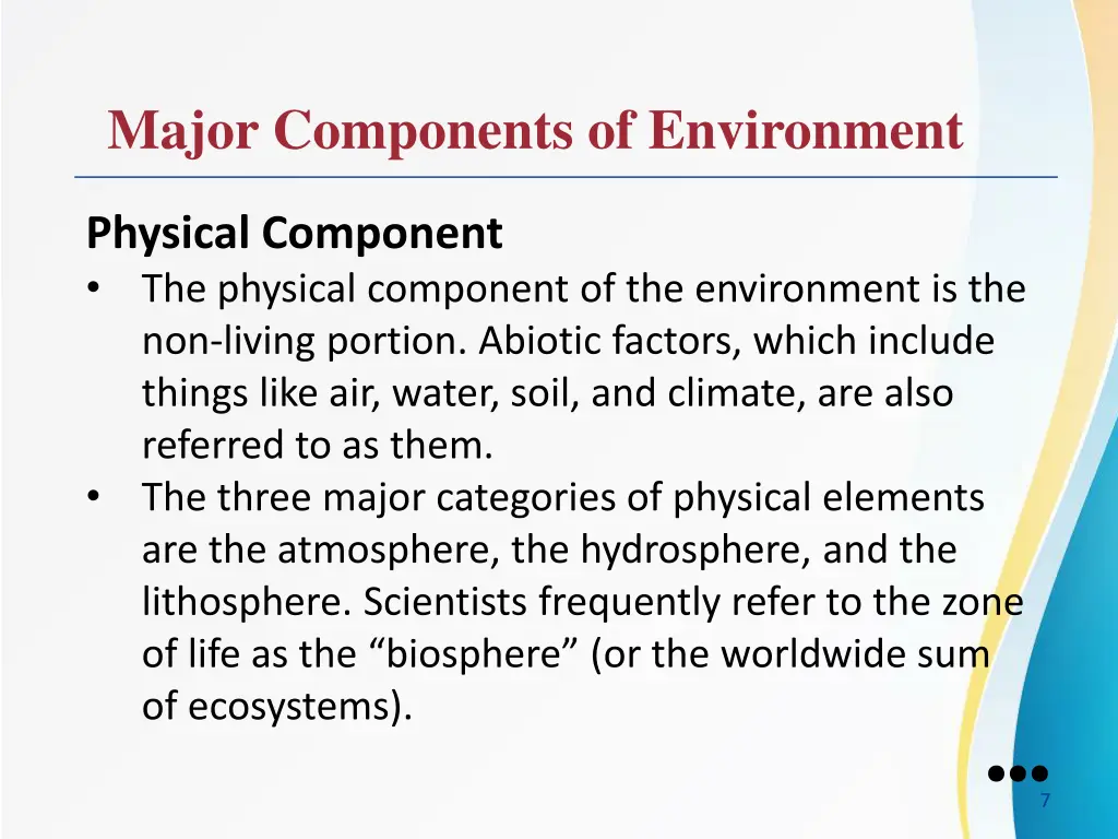 major components of environment 1