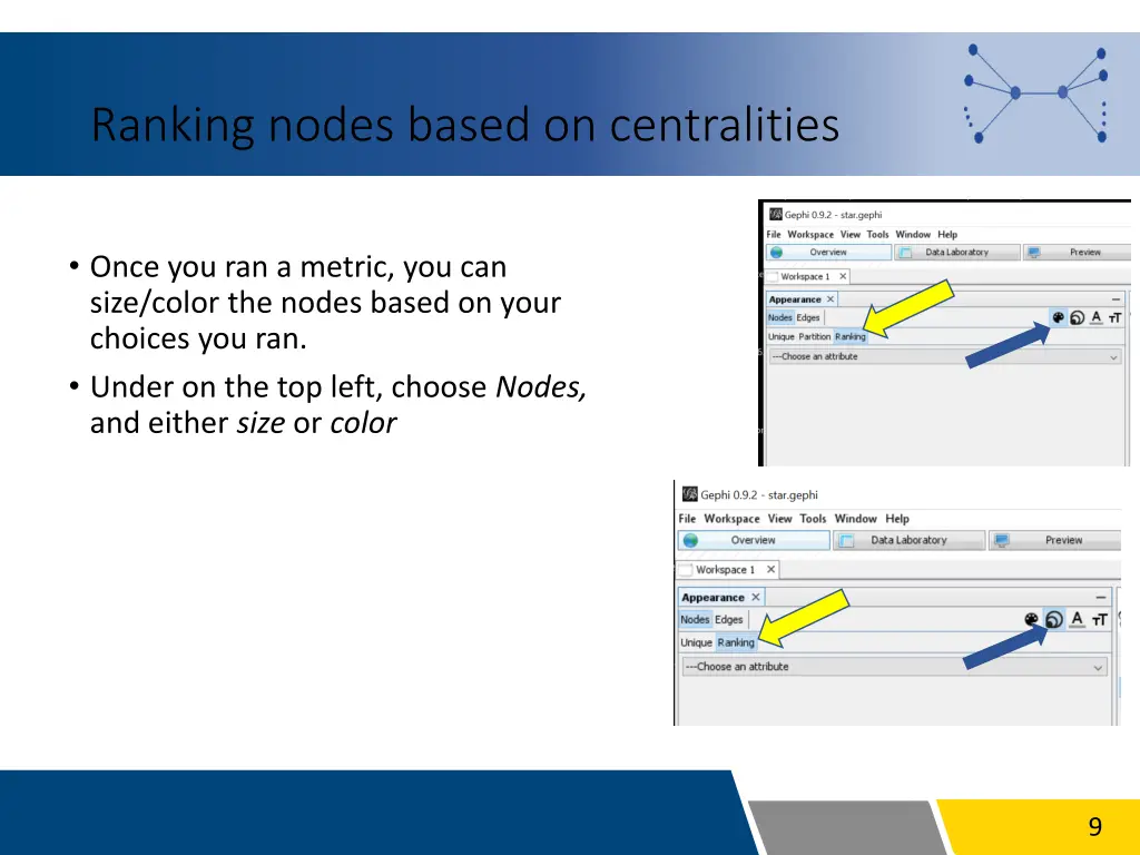 ranking nodes based on centralities