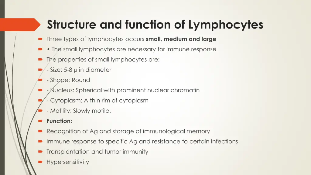 structure and function of lymphocytes