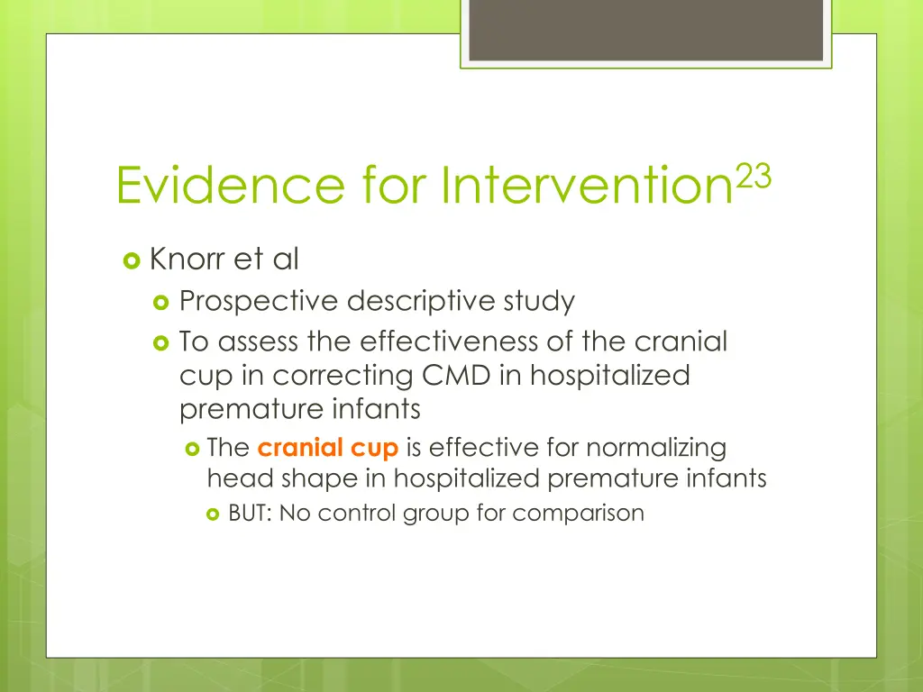 evidence for intervention 23