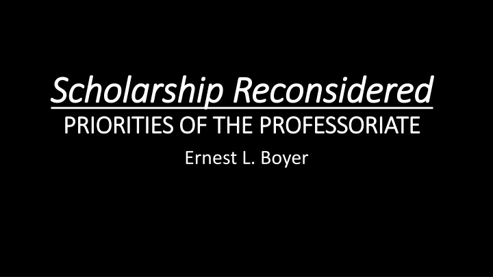 scholarship reconsidered scholarship reconsidered