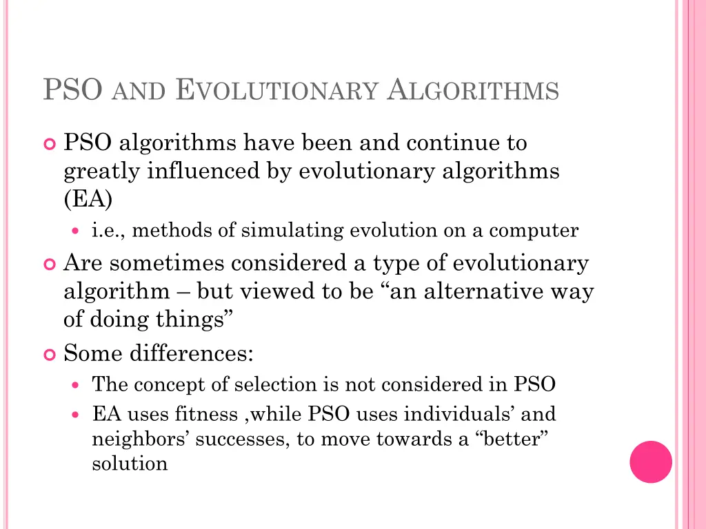 pso and e volutionary a lgorithms