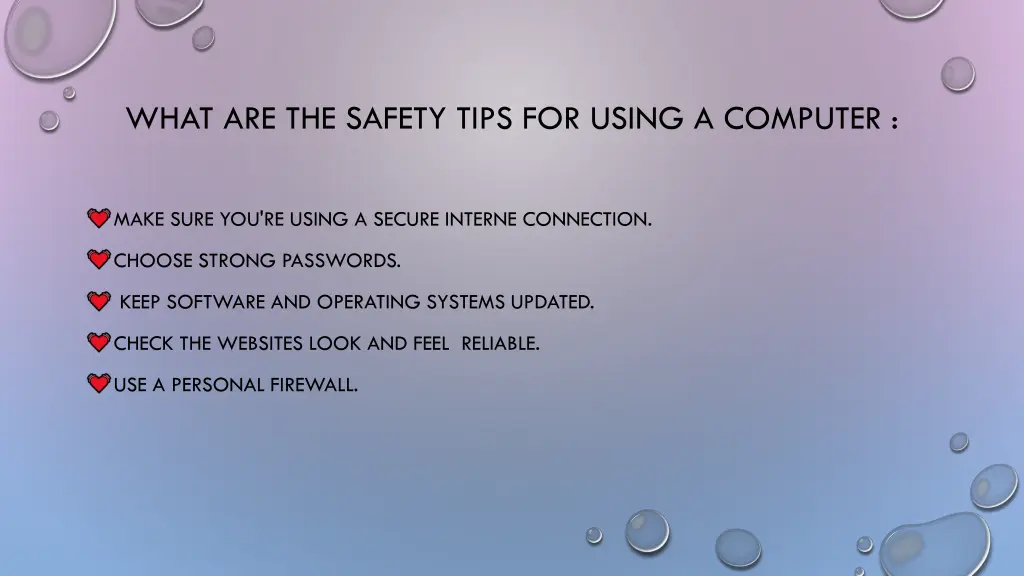 what are the safety tips for using a computer