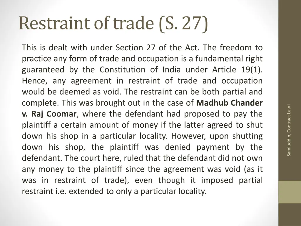 restraint of trade s 27