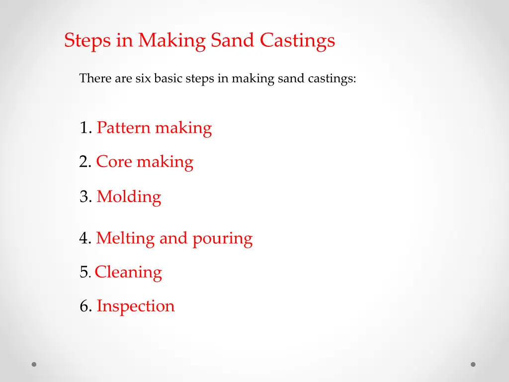steps in making sand castings