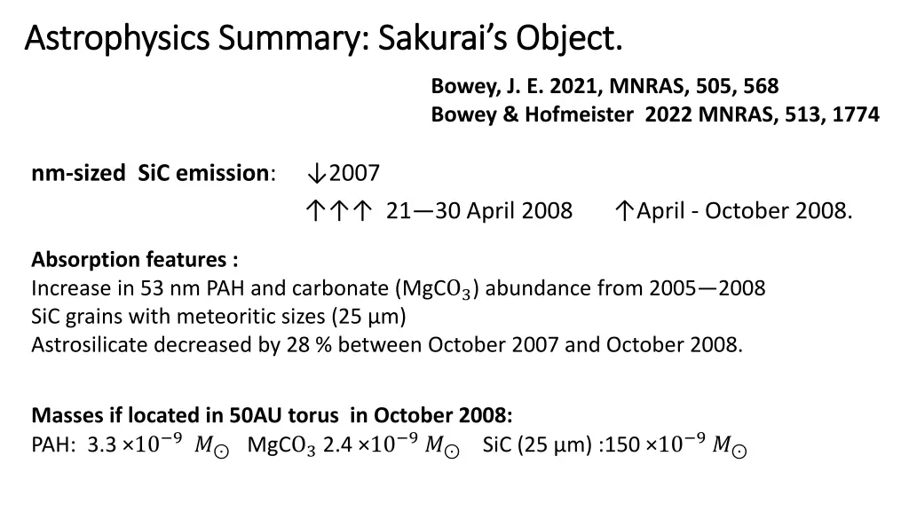 astrophysics summary sakurai s object