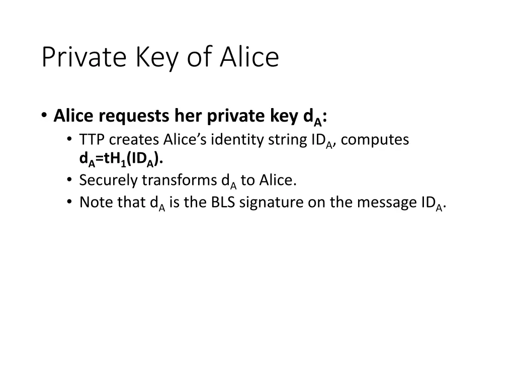 private key of alice