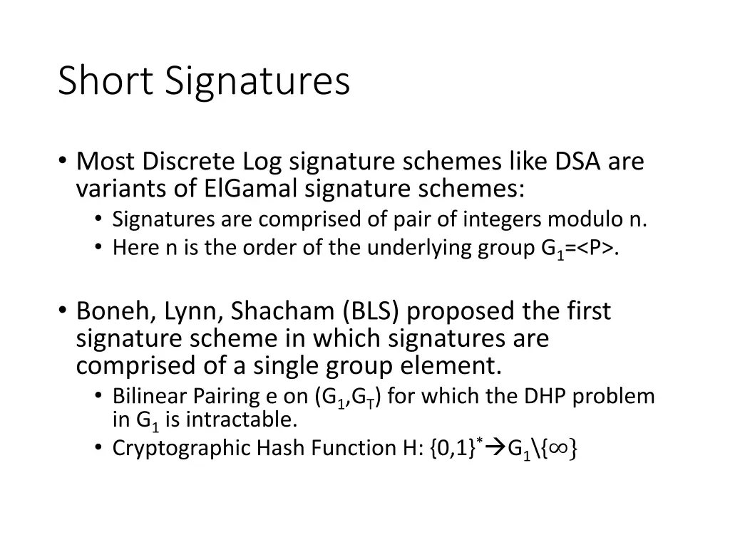 short signatures