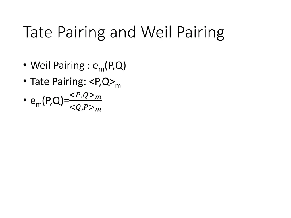 tate pairing and weil pairing
