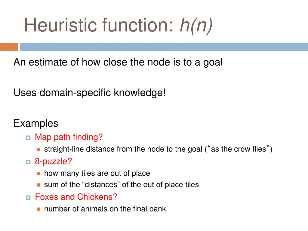 heuristic function h n