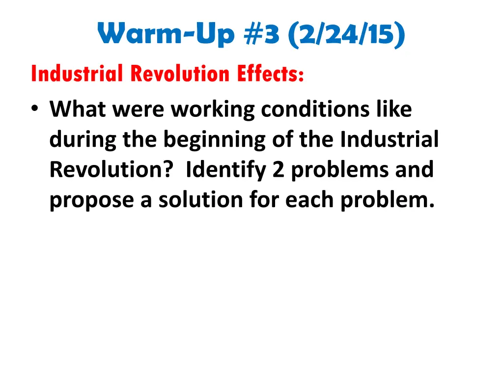 warm up 3 2 24 15 industrial revolution effects