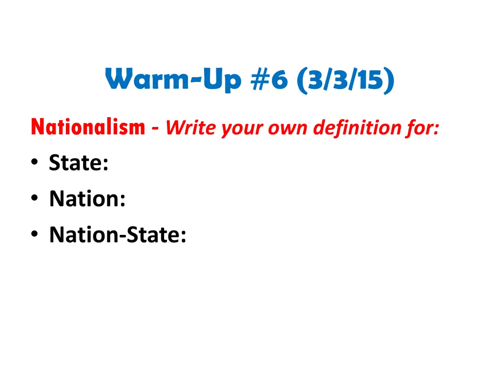 warm up 6 3 3 15