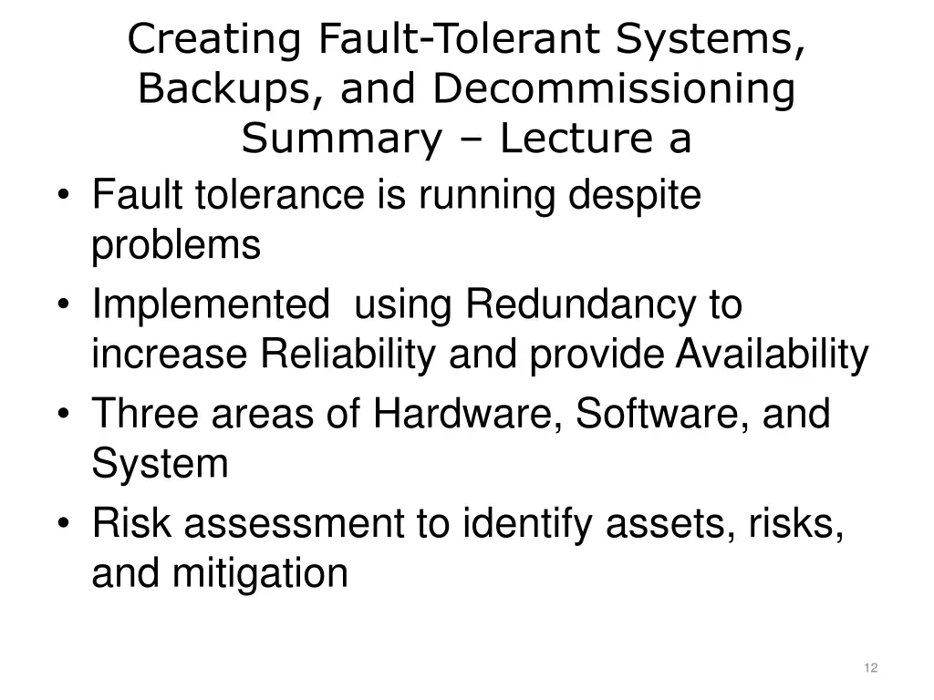 creating fault tolerant systems backups 1