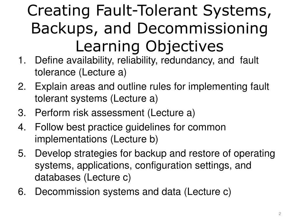 creating fault tolerant systems backups