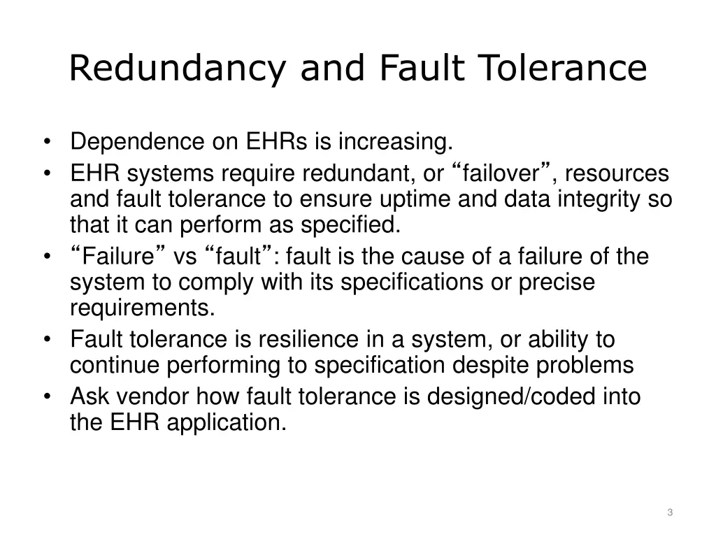 redundancy and fault tolerance