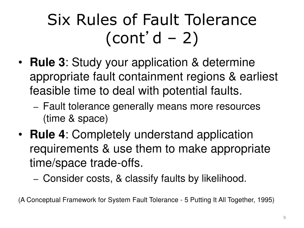 six rules of fault tolerance cont d 2