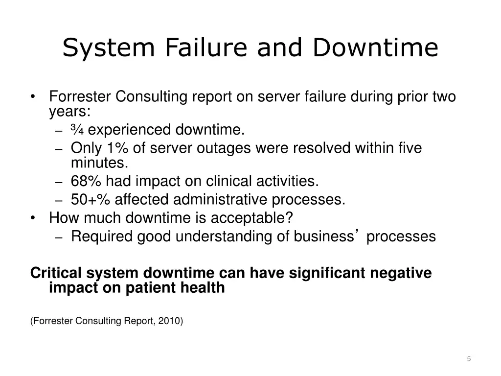 system failure and downtime