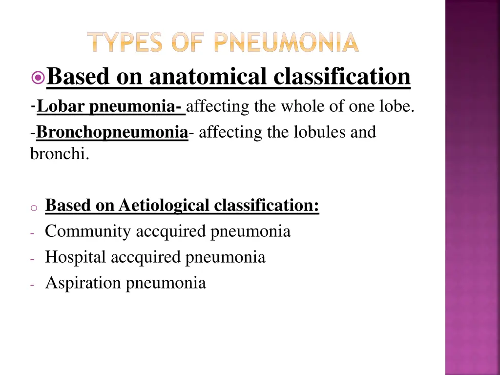 types of pneumonia based on anatomical