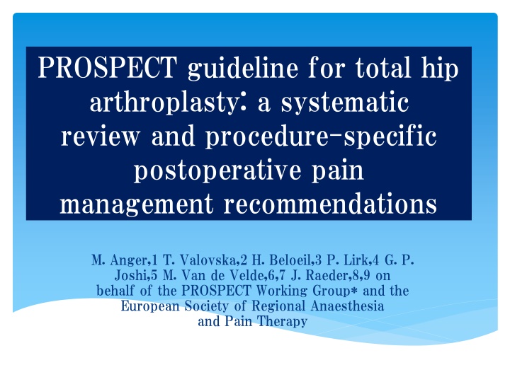prospect guideline for total hip arthroplasty