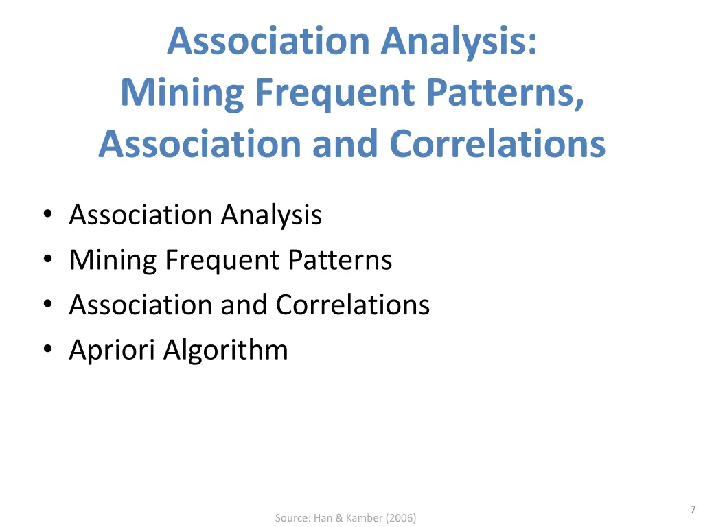 association analysis mining frequent patterns