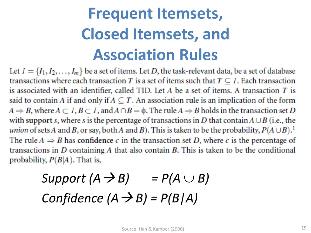 frequent itemsets closed itemsets and association