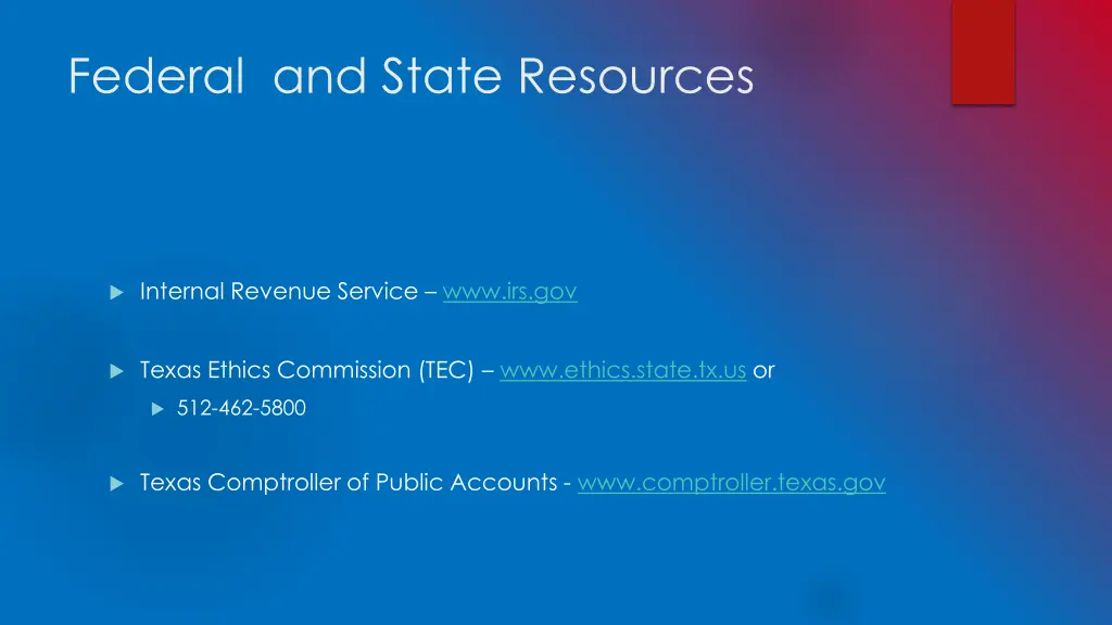 federal and state resources