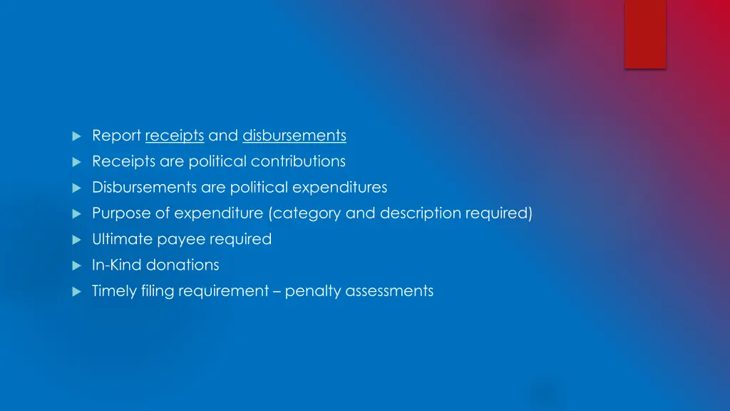 report receipts and disbursements