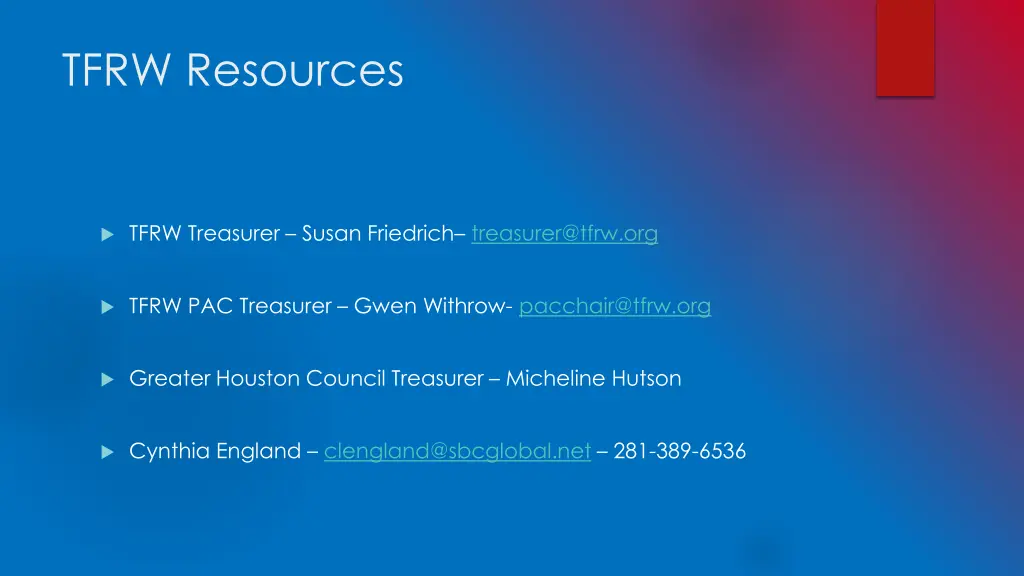 tfrw resources