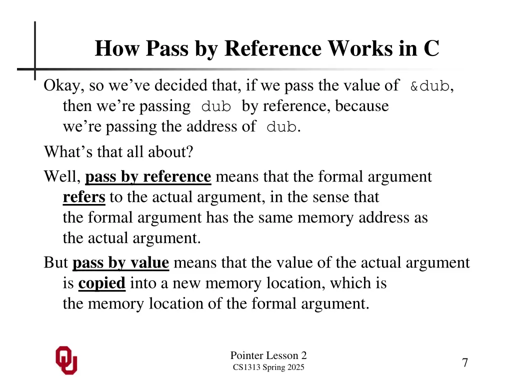 how pass by reference works in c