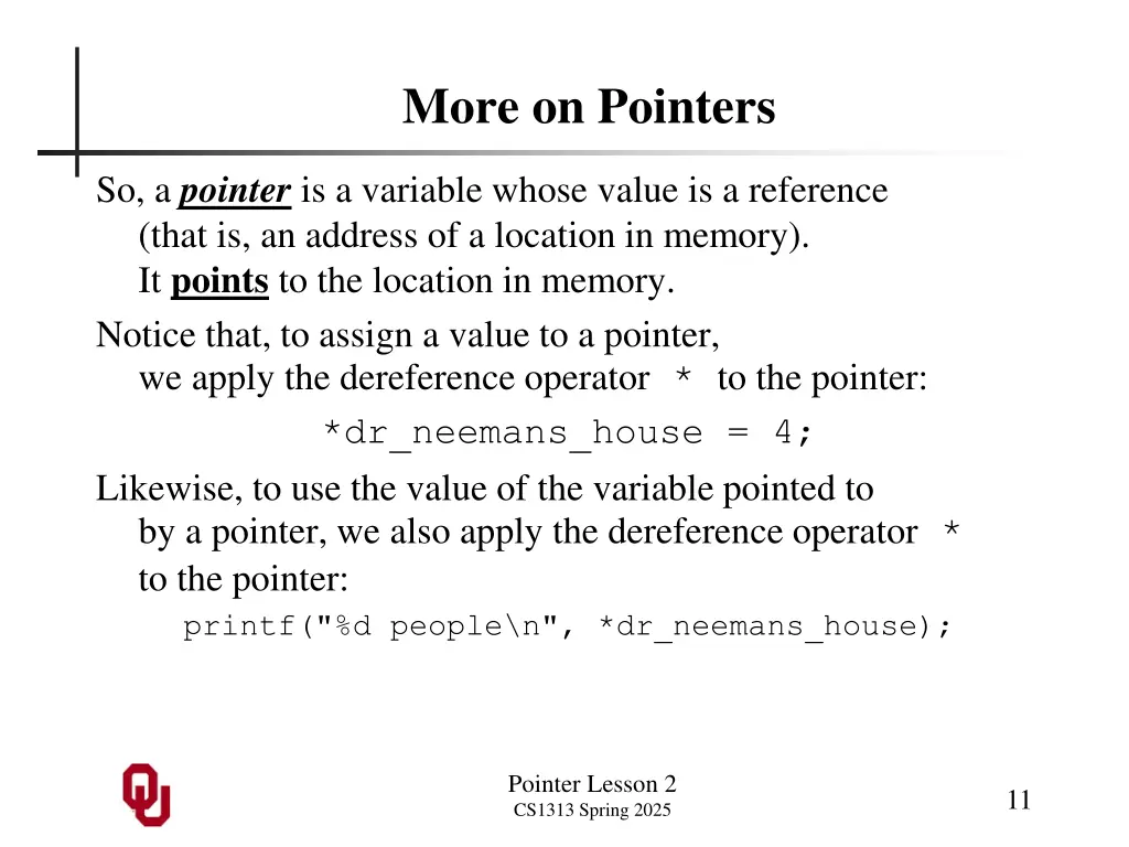 more on pointers