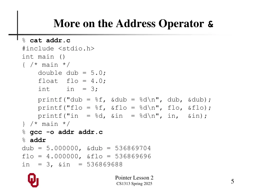 more on the address operator