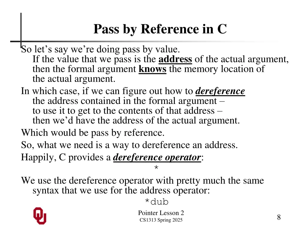 pass by reference in c
