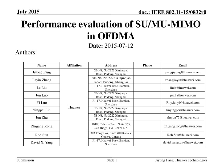 july 2015 performance evaluation of su mu mimo
