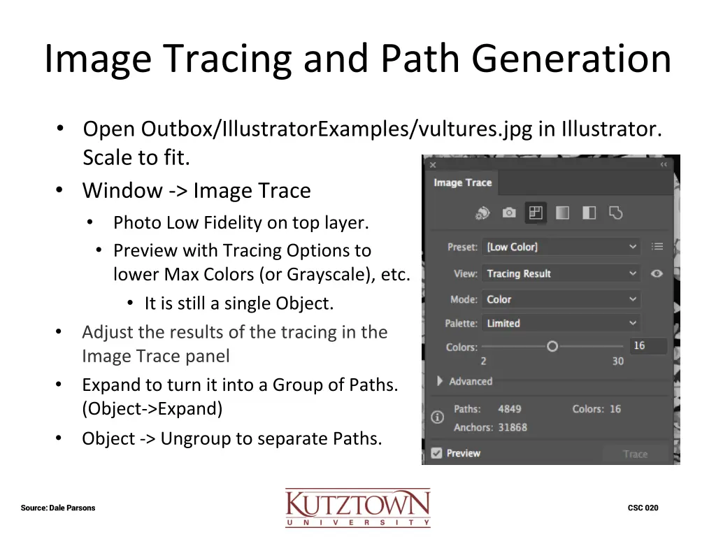 image tracing and path generation