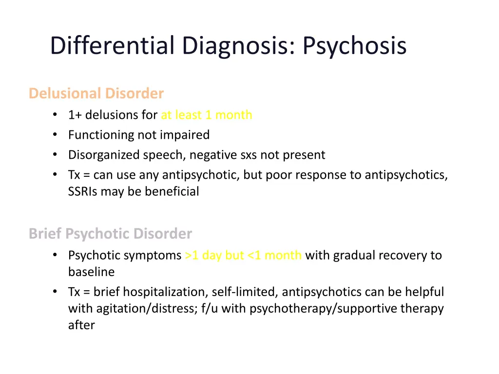 differential diagnosis psychosis