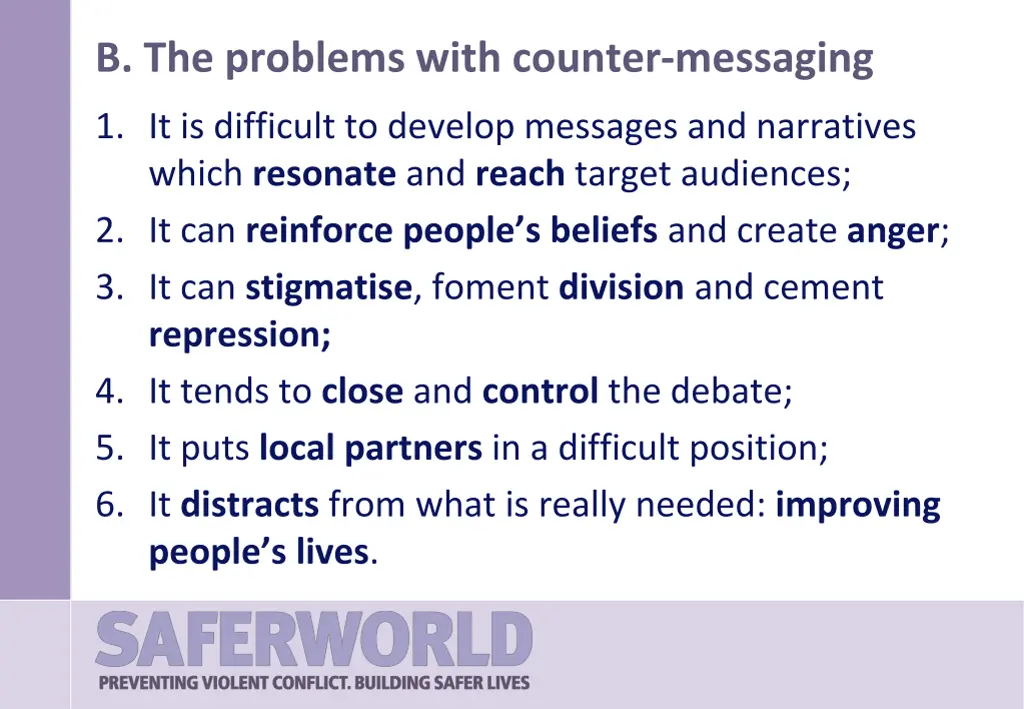b the problems with counter messaging