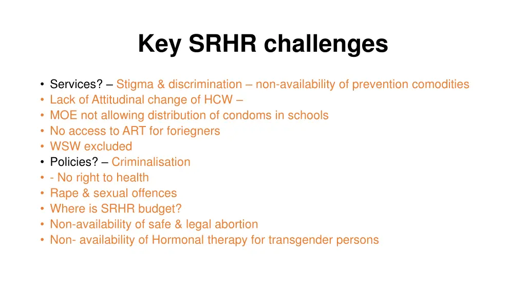 key srhr challenges