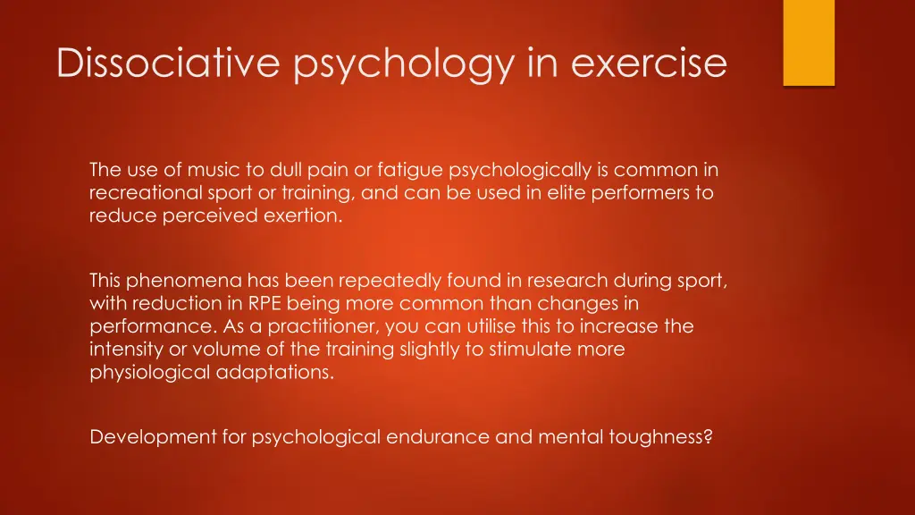 dissociative psychology in exercise