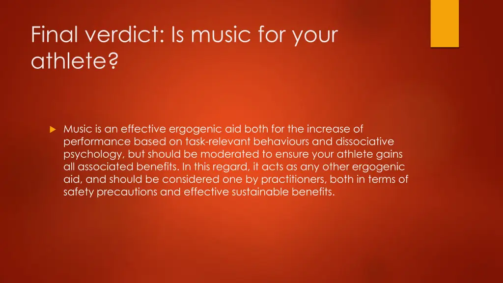 final verdict is music for your athlete