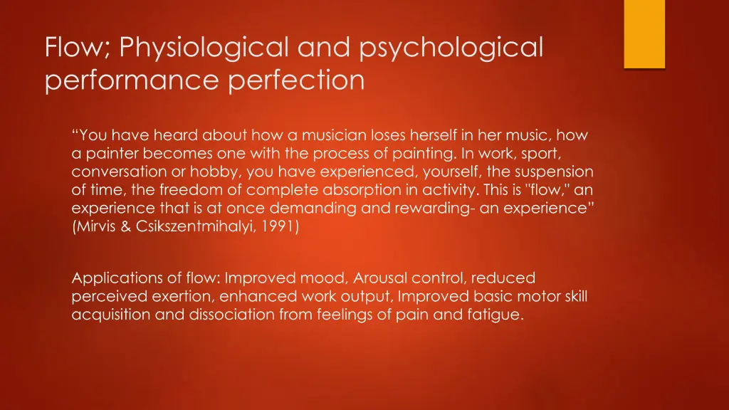 flow physiological and psychological performance