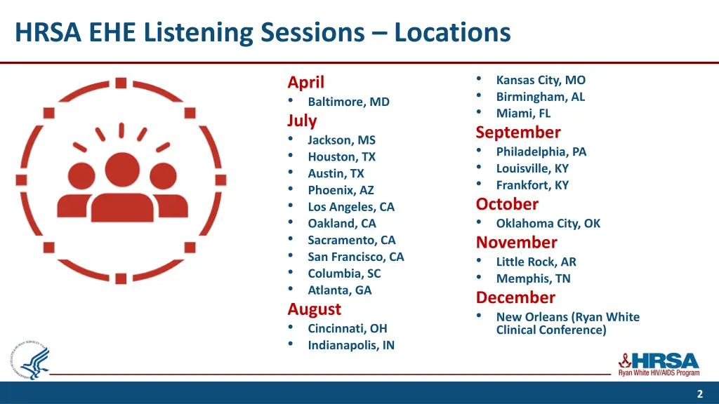 hrsa ehe listening sessions locations