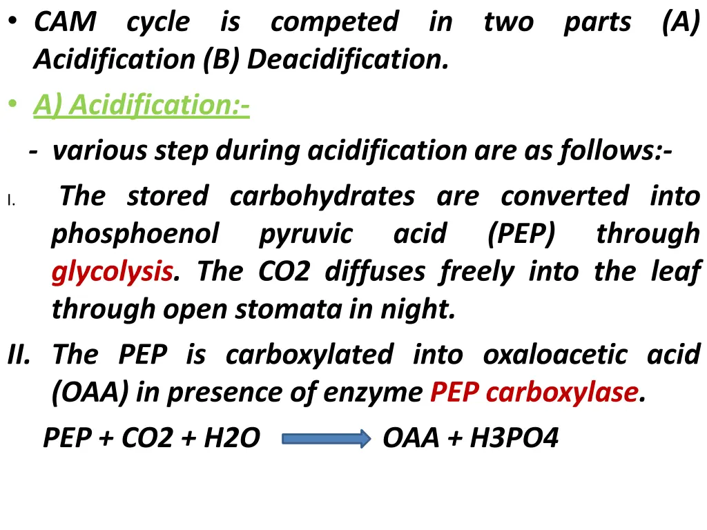 cam acidification b deacidification